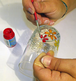 kisvirágos poharak üvegfestés